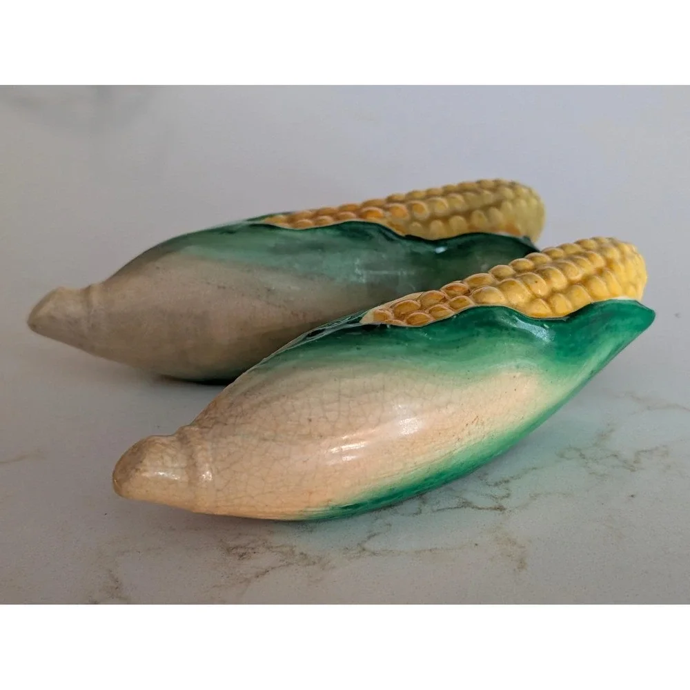 Vintage Corn on the Cob Salt and Pepper Shakers Set Ceramic Japan Mid Century